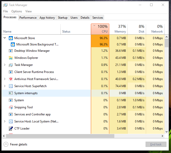 Windows Explorer freezing, Microsoft Store background task using 100% CPU and svchosts... a1b4fccb-c252-4436-ae84-03264a07aa49?upload=true.png