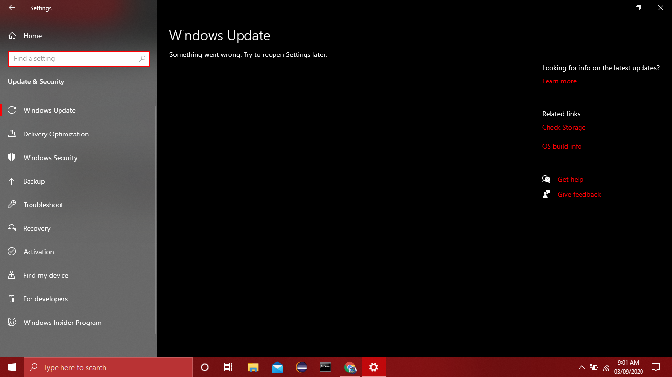 When i open windows update in settings this indicates "something went wrong try to reopen... a24478da-d1ce-4ed6-8395-989bcf14fe3f?upload=true.png