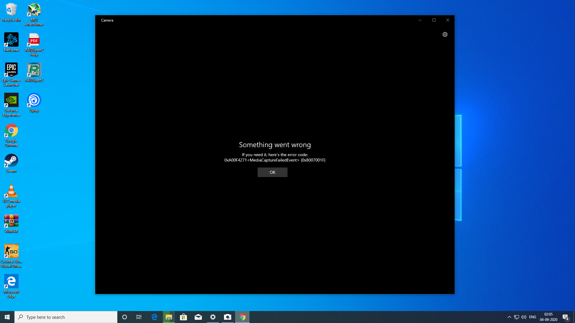 MediaCaptureFailedevent when open Camera App a30af0e3-1d9f-42f0-8caa-6d50ca778dba?upload=true.png