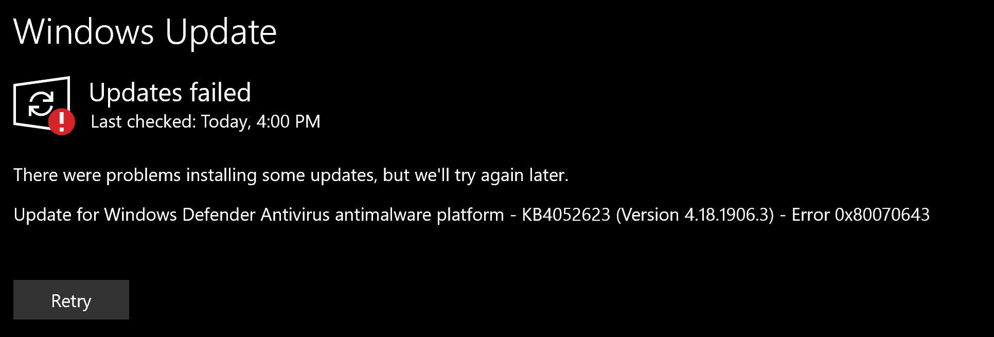 Update for Windows Defender Antivirus antimalware platform - KB4052623 (Version... a3aeec7e-9e70-49c8-9f8d-bb4d84b4afa0?upload=true.png