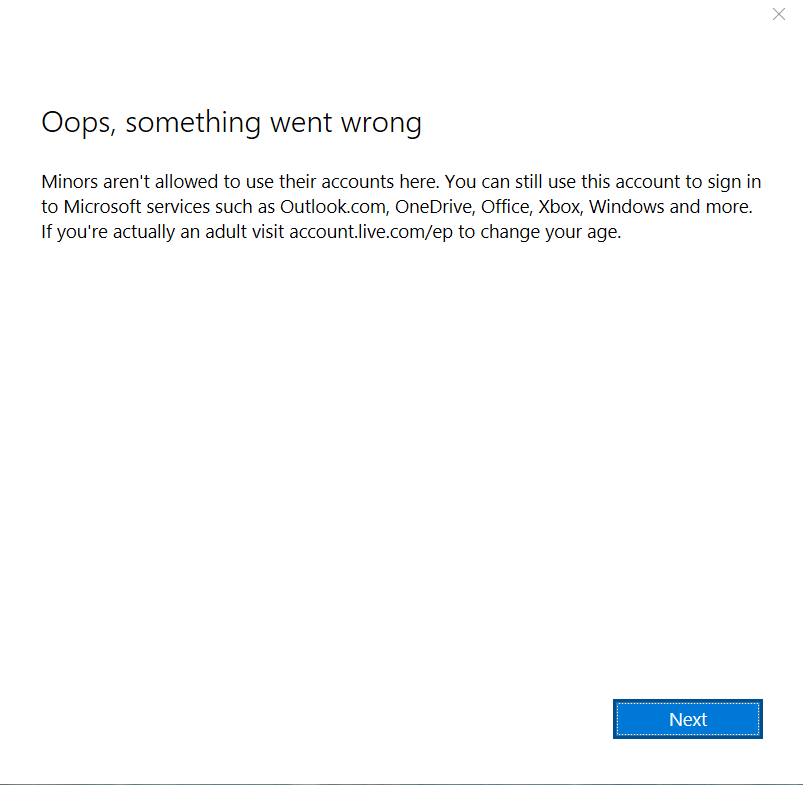 I can't use Cortana, saying that I'm a minor, and i am 20 years old a3c91028-02be-4011-b19f-f457999bd8d7?upload=true.png
