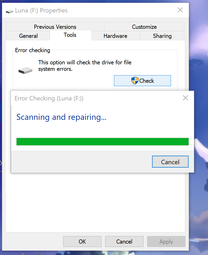 Error checking external hard drive stuck at scanning and repairing a41e90c1-0891-4fe1-977a-ed0608cb0544?upload=true.png