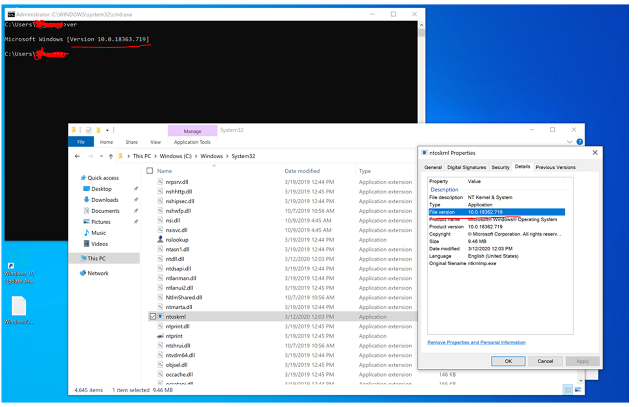 ntoskrnl.exe file version difference with the windows 10 1809 version a4727210-f26f-498a-beeb-9074e6177a77?upload=true.png
