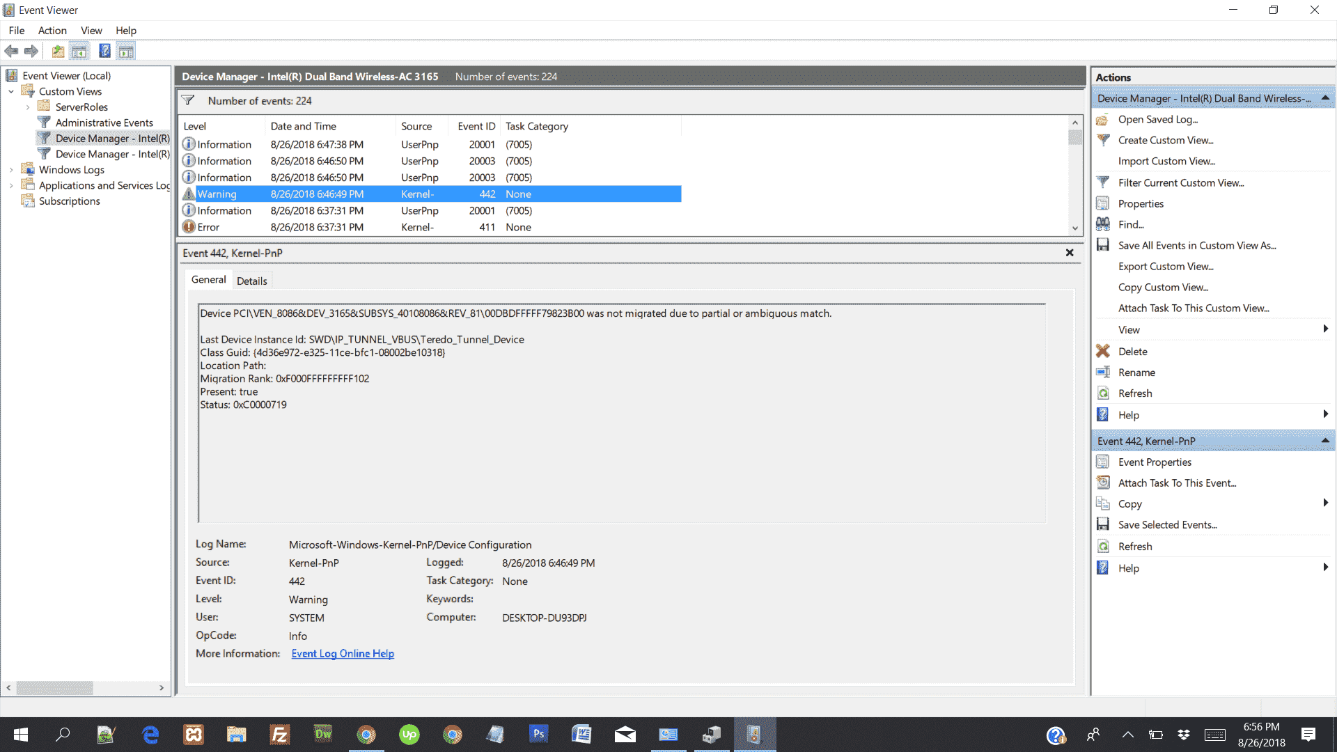 Wifi Adapter problem Device PCI\VEN_8086&DEV_3165&SUBSYS_40108086&REV_81alt=