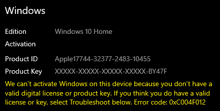 OEM Key not working anymore after system reset. Error: 0xc004f012 a56c0436-483d-4101-8a8f-de754c103e55?upload=true.png