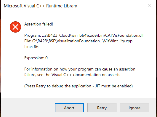 Microsoft Visual C Runtime Library Assertion Failed Error When Using Dassault 3dexperience