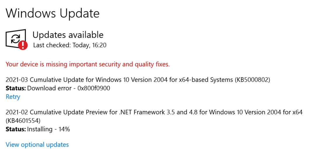 Stuck on 19041.685 and can't install Windows updates a63983df-d47a-4c7b-bcc2-3213c63daf65?upload=true.png
