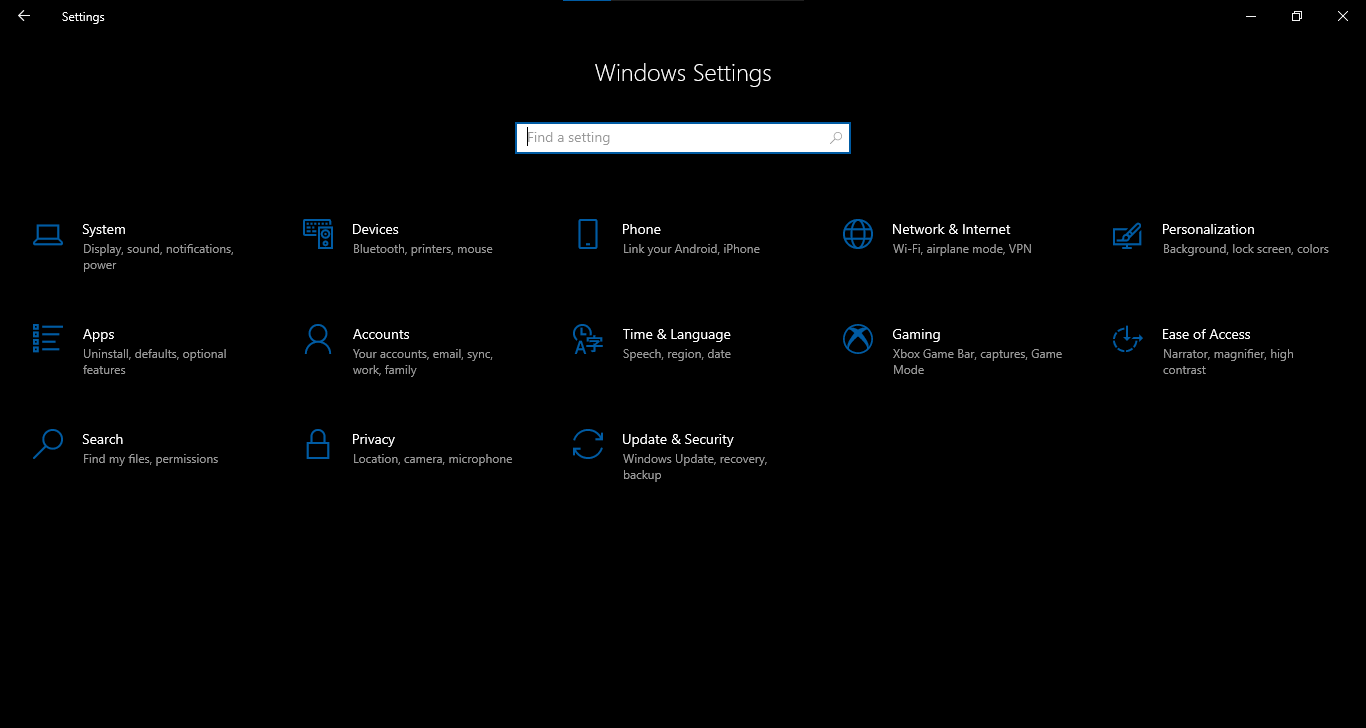 Windows 10 Settings won't show the information bar. a6b161df-e41b-497c-8130-d4d9d35eaead?upload=true.png