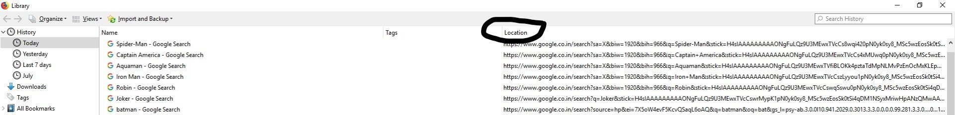 What is the 'Location' tab in firefox history for. When I click on it, the order of the... a750ce13-c864-4a1f-838e-703031339317?upload=true.jpg