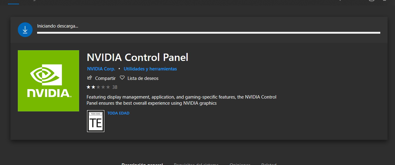 No puedo instalar el Panel de Control de NVIDIA por Microsoft Store a7f876c4-7f25-4f6e-9a3e-a321ad30ba7a?upload=true.jpg