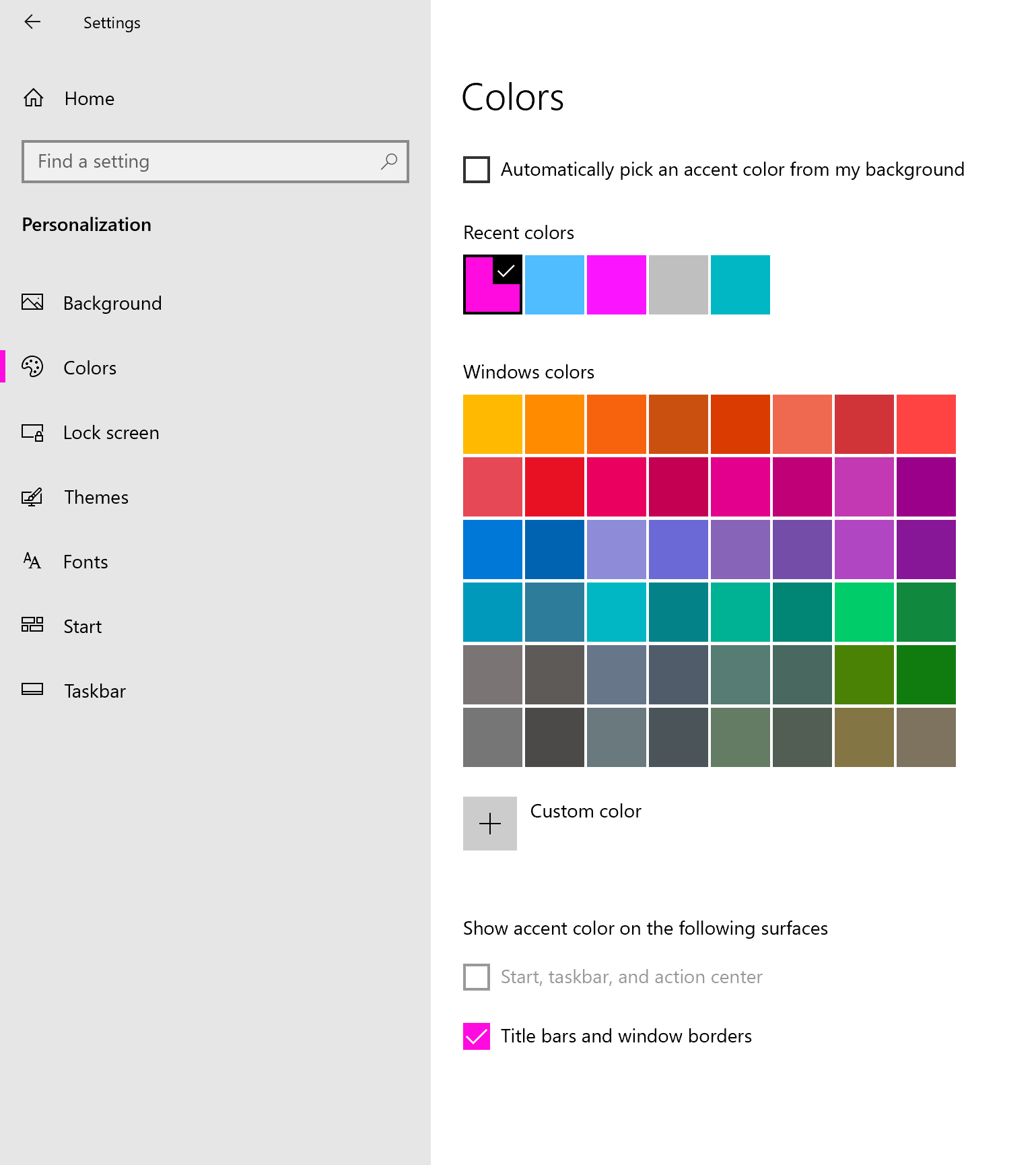 Windows 10 Personalizationcolor Settings