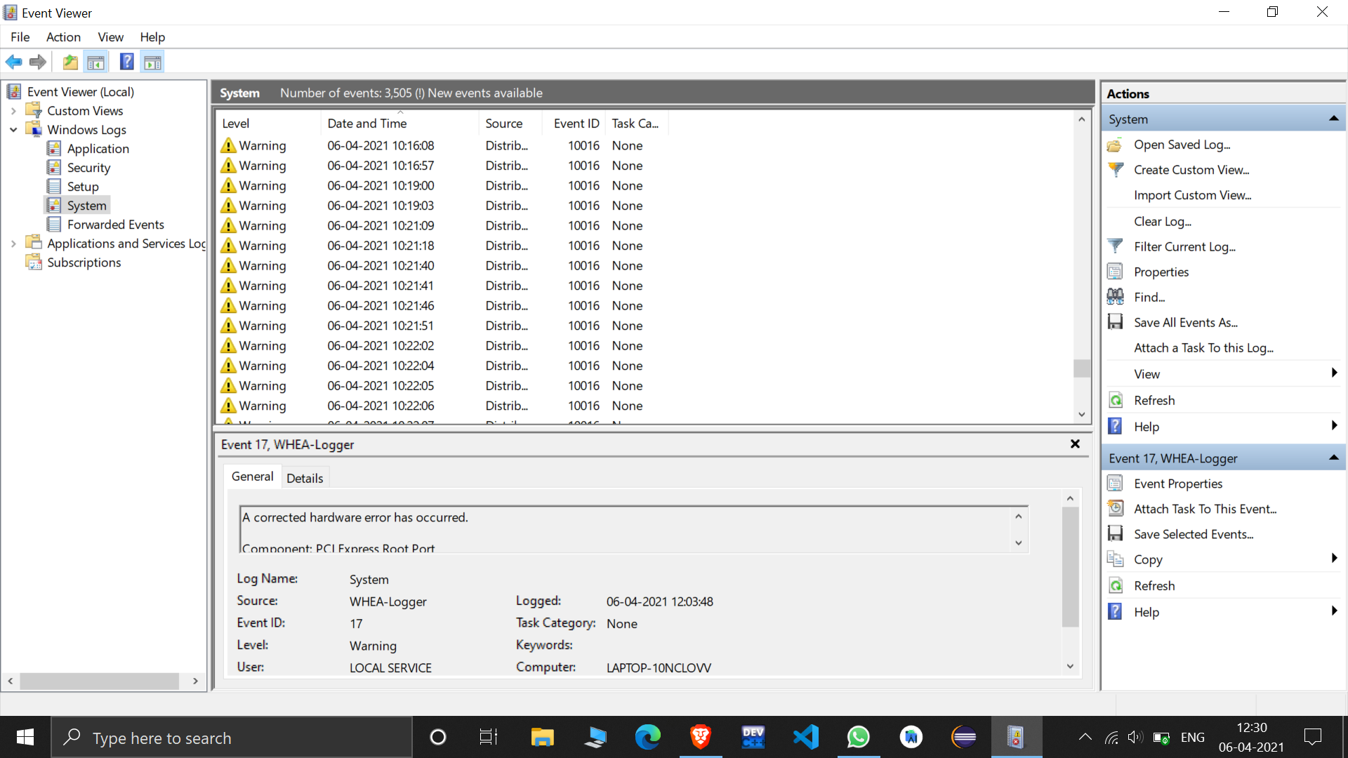 System section in Event Viewer is full of warnings. a9c8b082-2795-4781-9624-0522c9eeadf7?upload=true.png