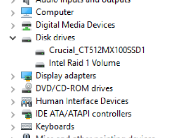 HH drive shows as intel raid 1 volume do not have raid set up a9f64b72-0f2c-4e7b-a1c6-4b94bbbff4e8.png
