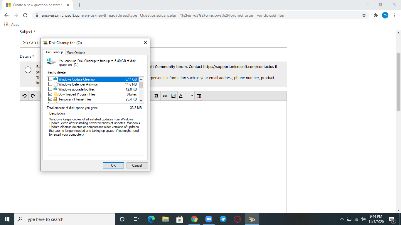 So can i erase these files in disk cleanup? please let me