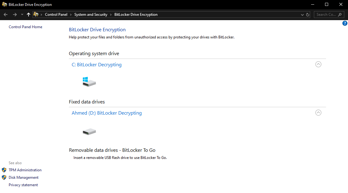 Can't disable bitlocker on windows 10 aa6e3172-19af-4901-a39f-675a92a62ea6?upload=true.png