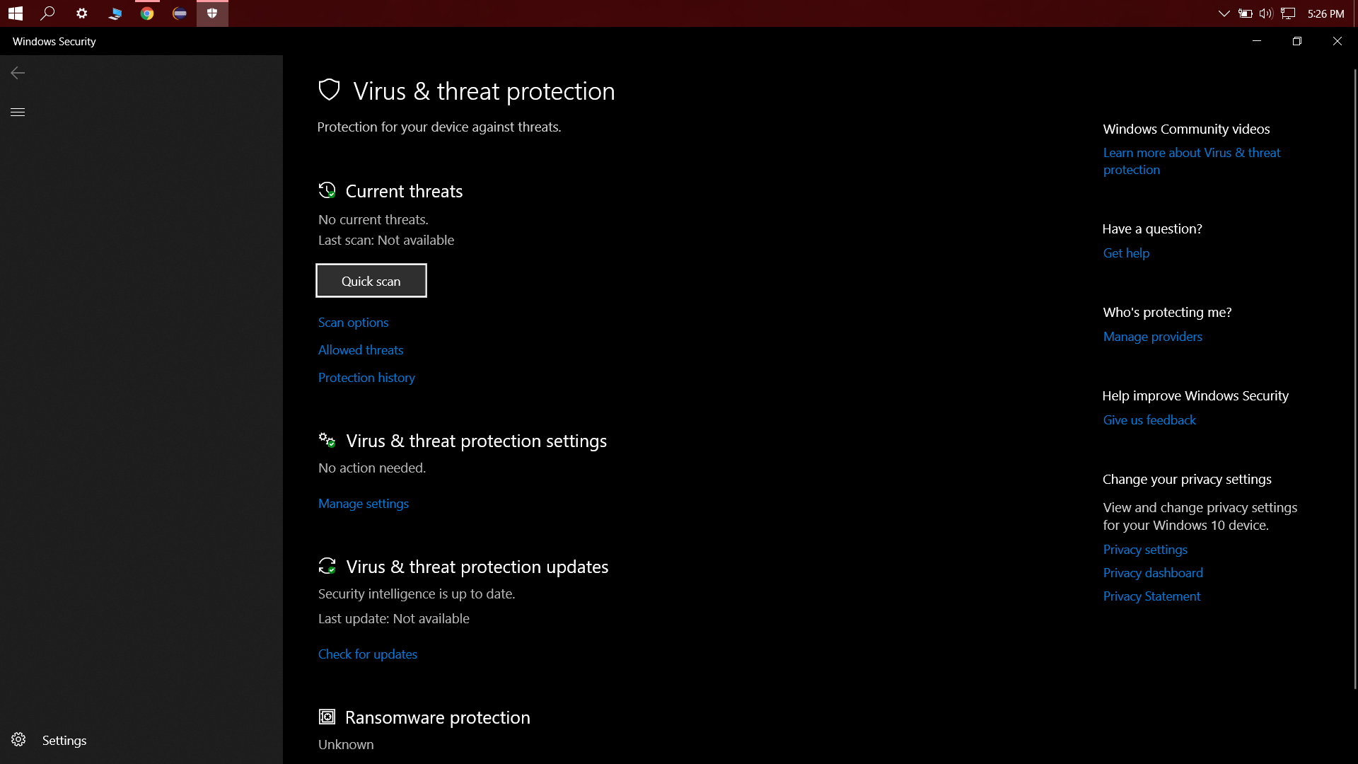 My 'Windows Security' isn't working! Shows no options. What can I do to resolve it? aaefdfed-0d33-4c35-89b2-fb153704bae5?upload=true.png