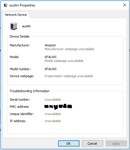 Austin Amazon KFAUWI device randomly appeared under Network Device ab695c19-1691-4d8f-82ac-7c2a7d37cca4.png