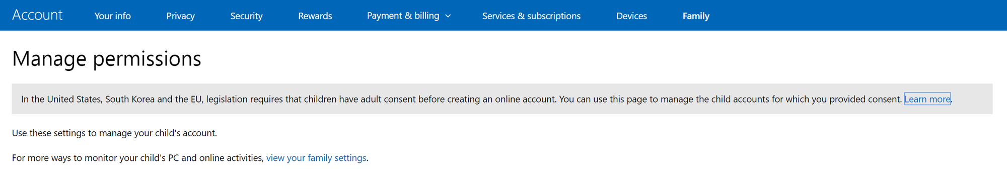 Children NOT showing in "Manage my child's profile info"; changing country/region was NOT... abd52eac-e3df-4700-817e-a71464b26103?upload=true.png