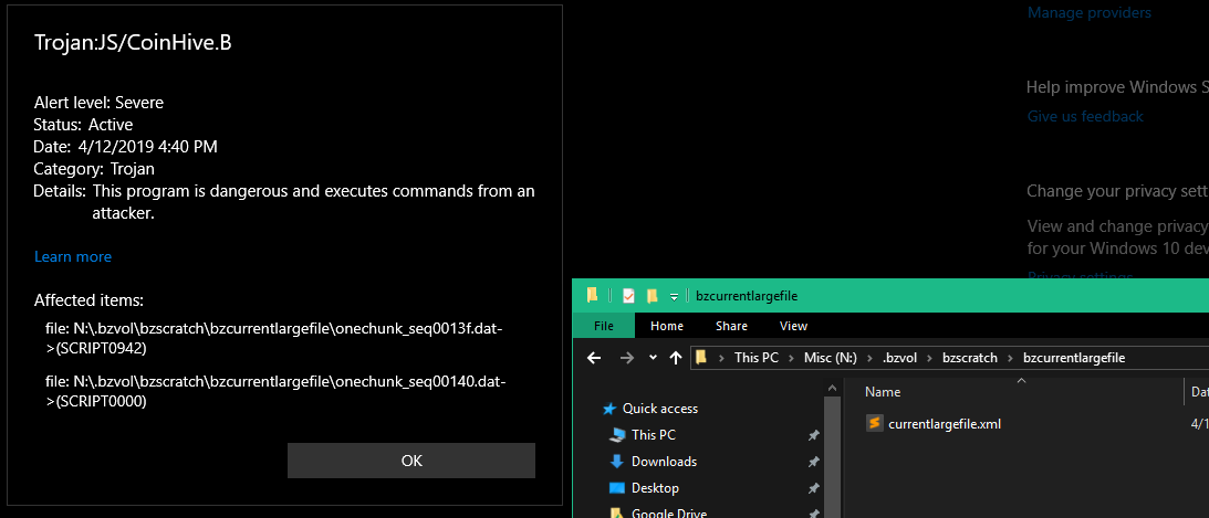 Current Threats point to non existent files and "start actions" never completes abff273b-ec36-427d-a77a-2f2e98e4e9d8?upload=true.png