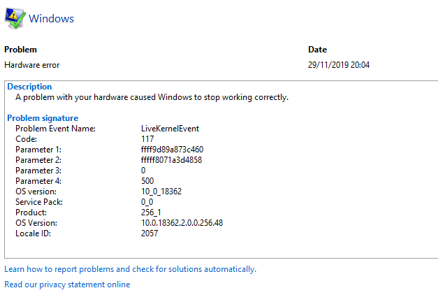 Infrequent crashing over the last few days - possible graphics card related but unsure.... ac9b31bf-2c89-4661-a36b-0f6618700b81?upload=true.png