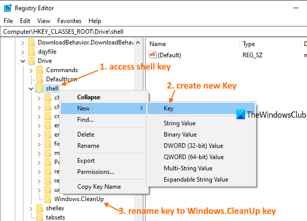 How to add Disk Cleanup to right-click context menu of hard drives in Windows 10 access-shell-key.png