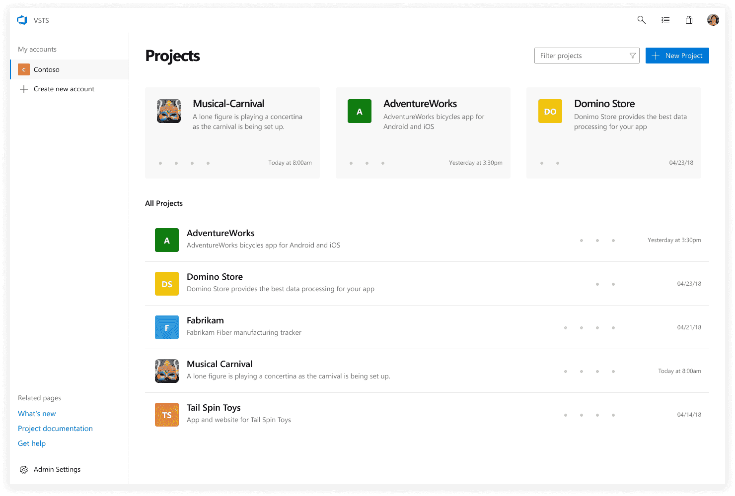 New Fluent Design Navigation for Visual Studio Team Services accountsglow.png