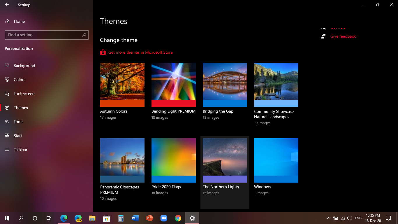 Themes not appearing in Settings after installing them from the Microsoft Store acea234a-4ad5-499e-a618-b8d1854b36f2?upload=true.png
