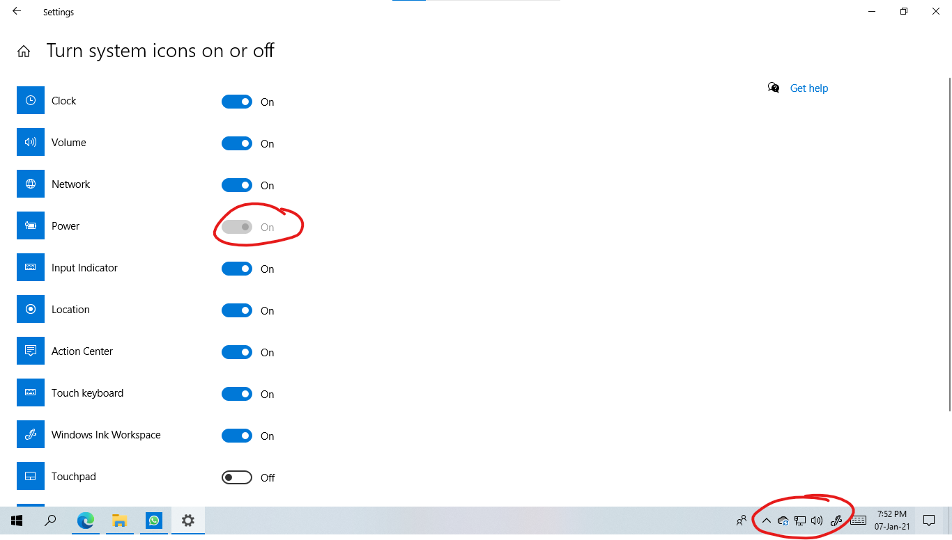 Battery icon not seen in taskbar, though enabled in settings problem there too. ad4016ac-c448-4eb5-9e39-9cf8ef496183?upload=true.png