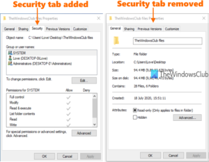How to add or remove Security tab from File Explorer in Windows 10? add-or-remove-security-tab-in-windows-10-300x233.png