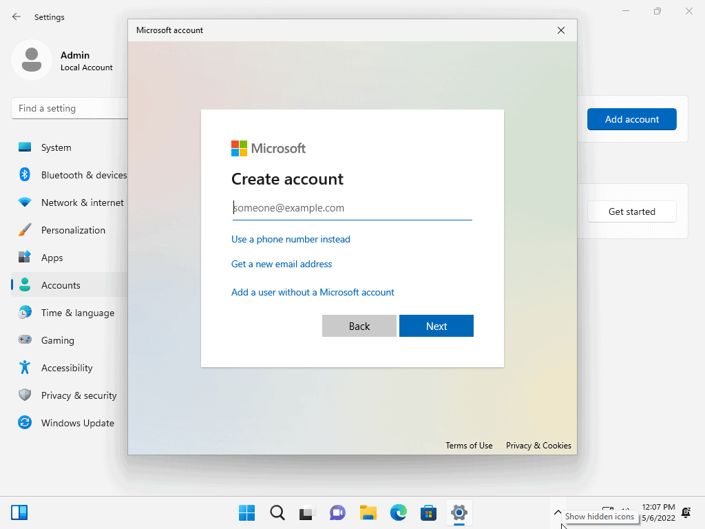 How to use local accounts on Windows 11 version 22H2 devices add-user-without-microsoft-account.png