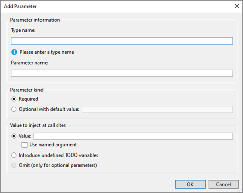 Visual Studio 2019 v16.6 and v16.7 Preview 1 now released Adding-parameters-16.6GA.png
