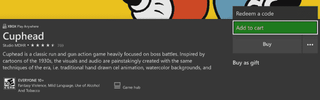 New Shopping Cart feature available in Xbox Store to Xbox One Insiders AddToCart.png
