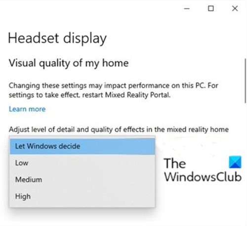 How to configure Mixed Reality settings in Windows 10 Adjust-Mixed-Reality-Visual-Quality-for-Headset-Display-500x459.jpg