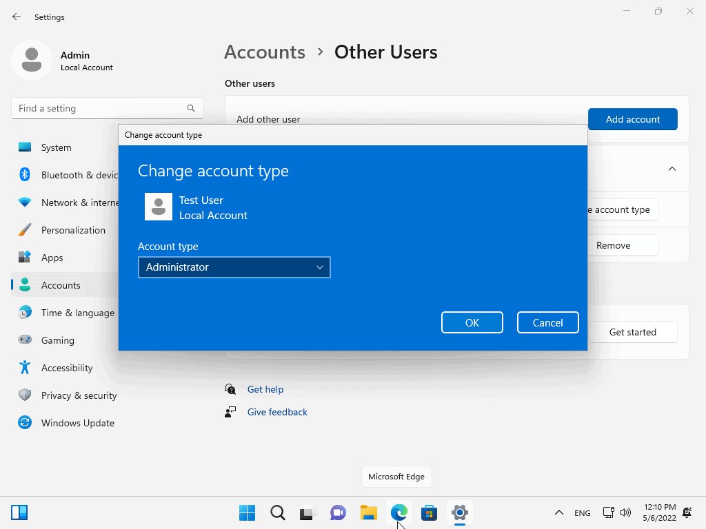 How to use local accounts on Windows 11 version 22H2 devices administrator.png
