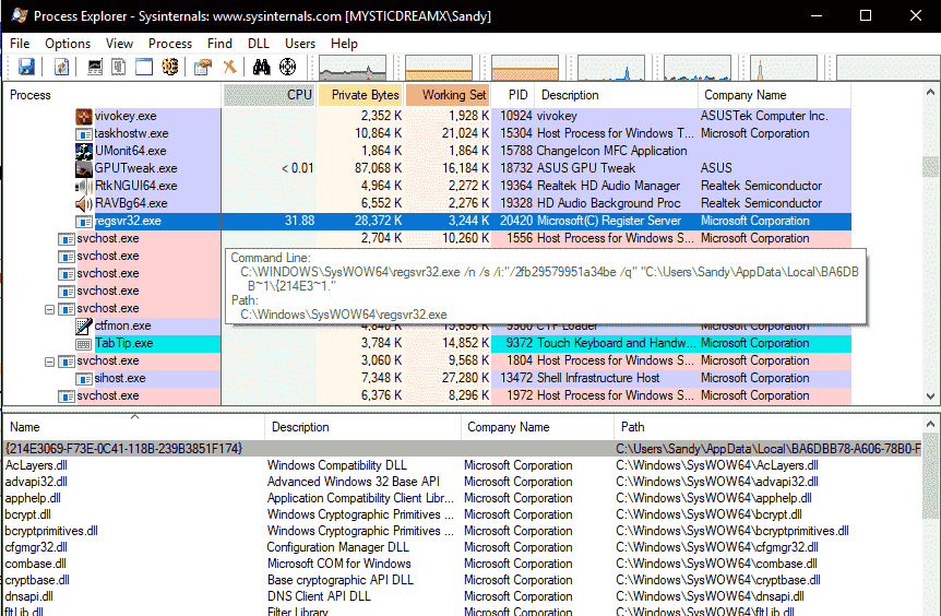Windows 10: Regsvr32 running on High CPU due to a unknown file ae276f73-35c7-4fad-a20b-87618e04905f?upload=true.png