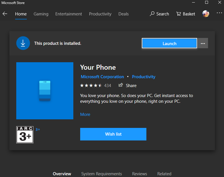 Unable to update Your Phone app from Windows Store aebc1c9d-475f-43f1-a1de-e4a18e30f0dc?upload=true.png