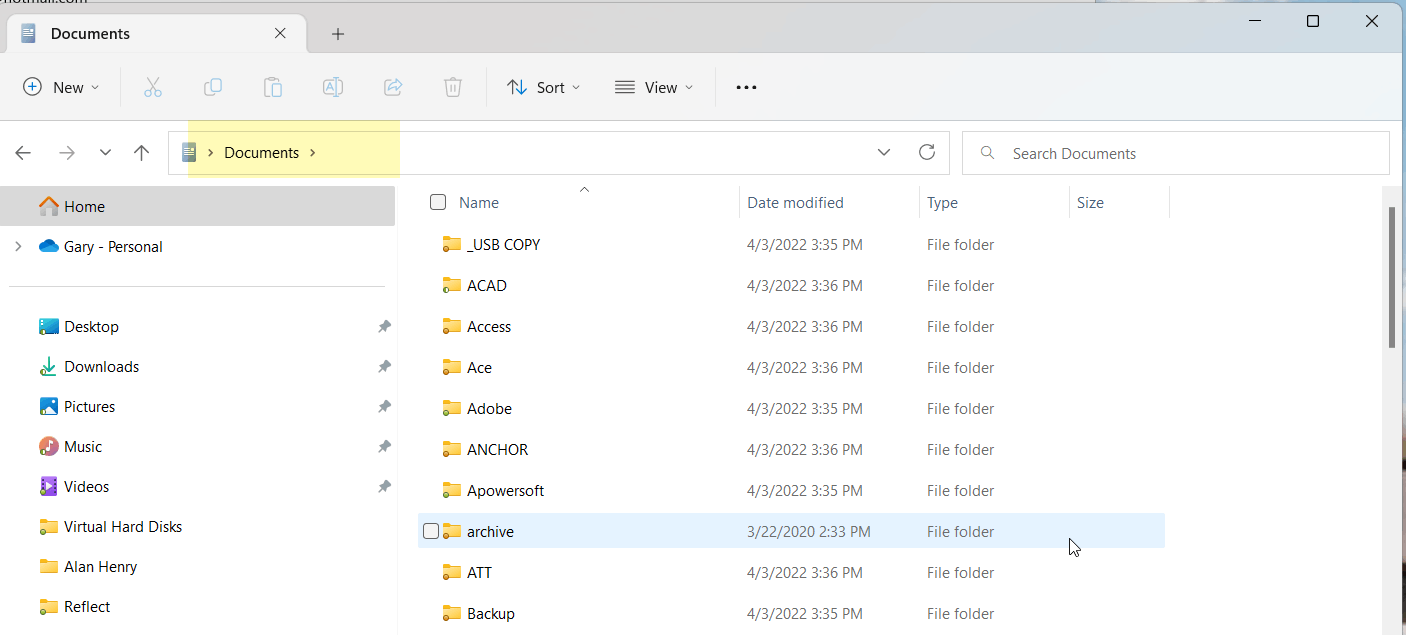 Documents folder is missing, can't find it. Windows 11. aecf7dad-9540-409c-859b-691d2afc4e0d?upload=true.png
