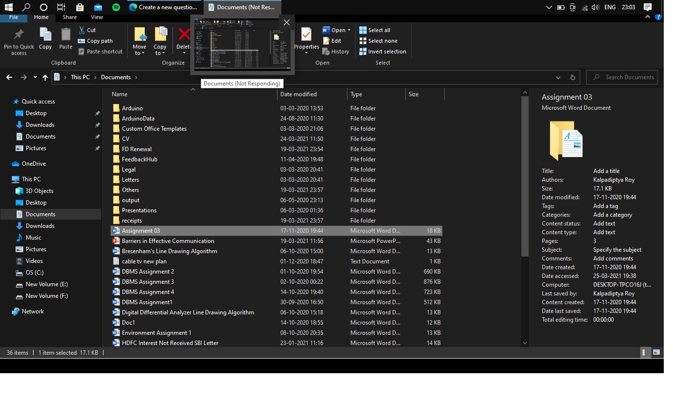 Why File Explorer stops responding whenever I click on a word or excel file ? af19453d-7bfa-4f14-a859-7f47df3cb49c?upload=true.jpg