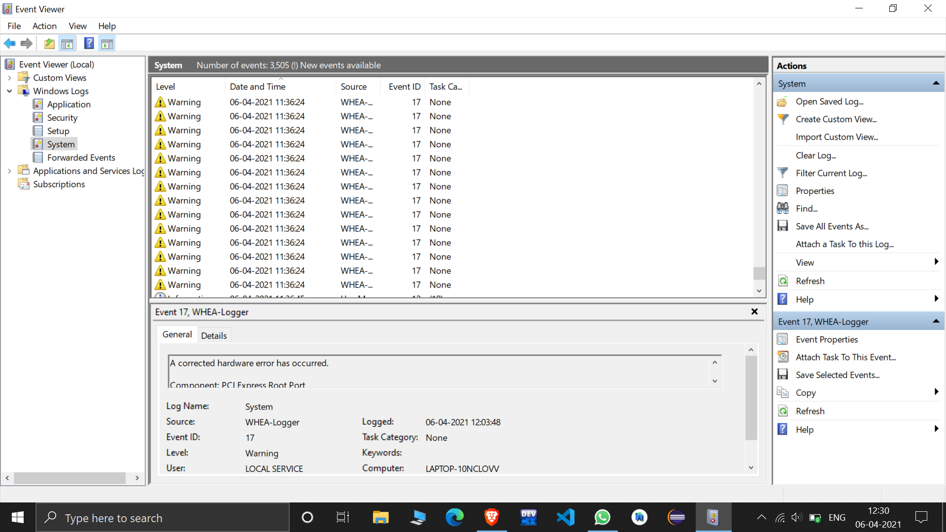System section in Event Viewer is full of warnings. af19703b-1f81-4a72-9883-e8374b9193db?upload=true.png