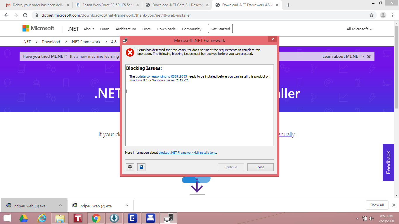 why wont my Epson es 50 not install sends me to Microsoft store af2fa2f9-8302-4dcc-b43f-572ccaf3ae60?upload=true.png