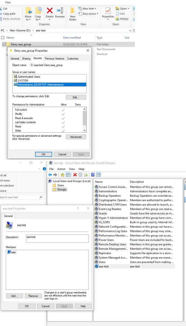 [NTFS ACL Security]How can I open a folder with the user account is not in the group of the... af61bafc-4cce-4f54-839d-16b97c157ae4?upload=true.png