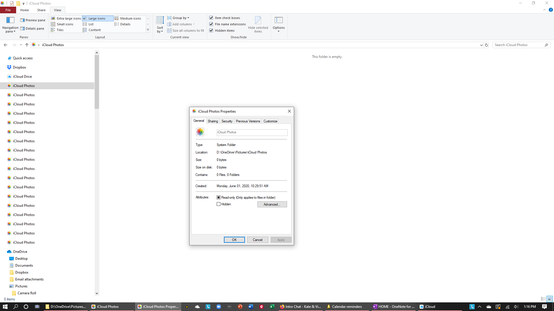 MANY iCloud Photos icons appearing in Explorer file directory.  More generated every day.... af7c54af-450c-4bcd-80bf-c213cdfd2671?upload=true.png