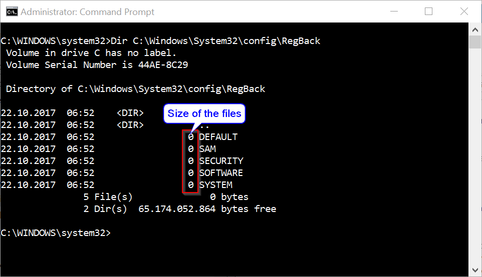 Why is my C:\windows\system32\config\regback empty?  WINRE backup/restore of Registry? akBT8zC.png
