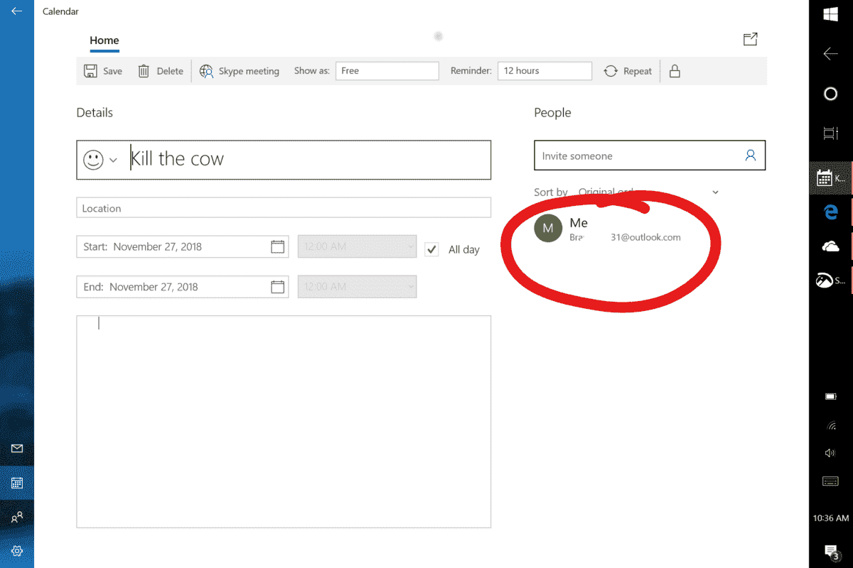 Wrong ME in Windows Calendar Annotation.png