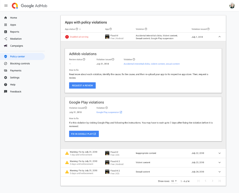 We are getting Policy violations for our app after submit how do we resolve this? what... App_Policy_Center_-_AdMob.max-1000x1000.png