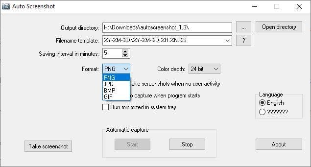 Take screenshots at regular intervals automatically with AutoScreenshot AutoScreenshot-supported-image-formats.jpg