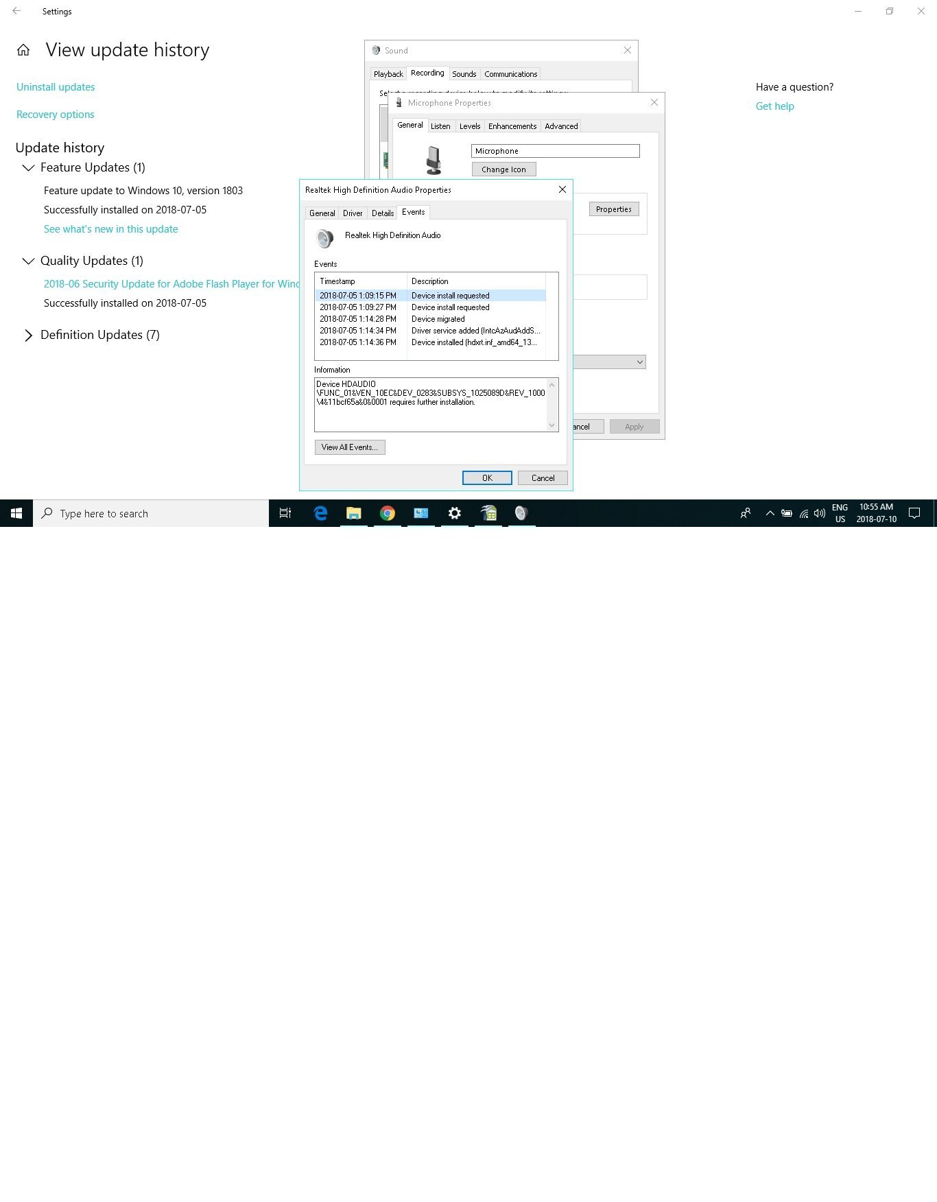 Since update 1803, microphone doesn't work on pc b009eaab-d2b9-45e9-af07-843b989d1784?upload=true.jpg