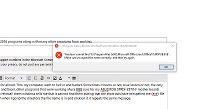 Why did win 10 stop most of the Office 2016 programs along with many other programs from... b08b1945-873a-49c0-bd12-933cd0f2aac6?upload=true.jpg