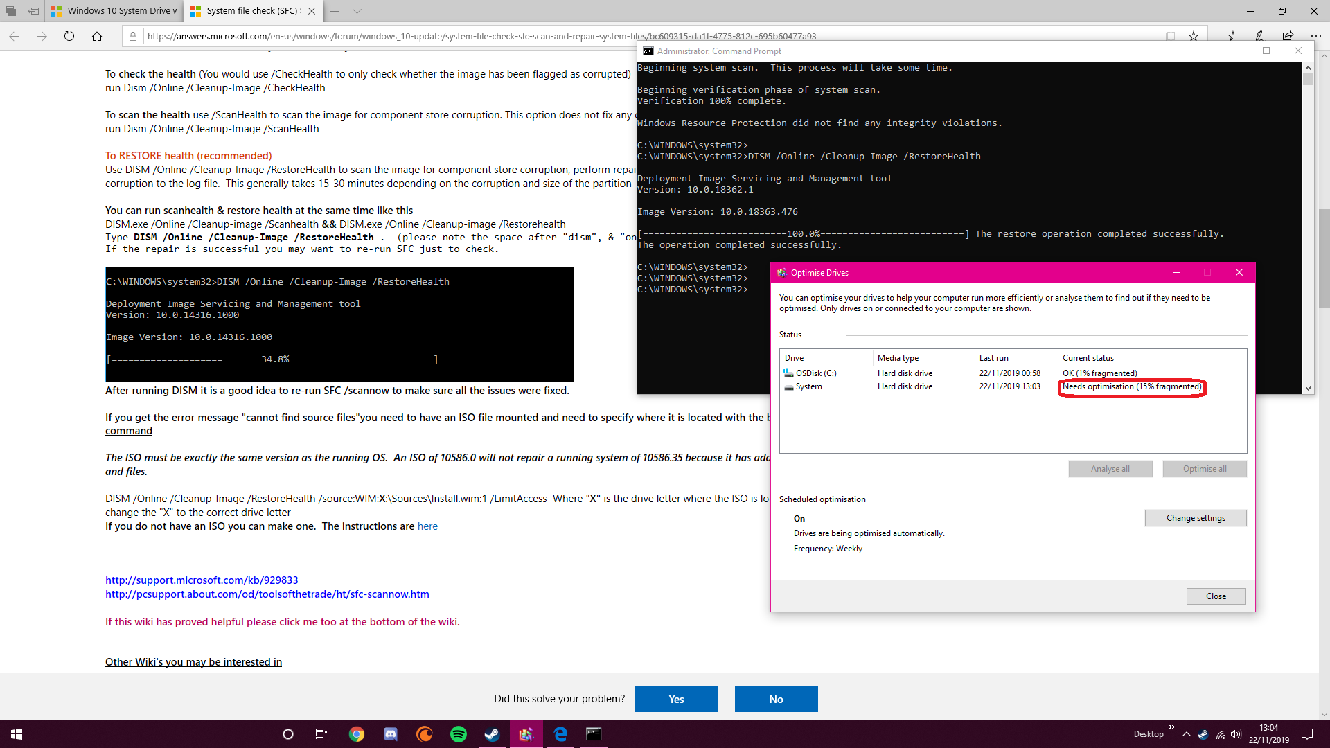 Optimise Drives - System Hard disk drive - Unable to optimise/defragment b0c7e332-dc24-44bf-8c47-9c6d954b87ae?upload=true.png