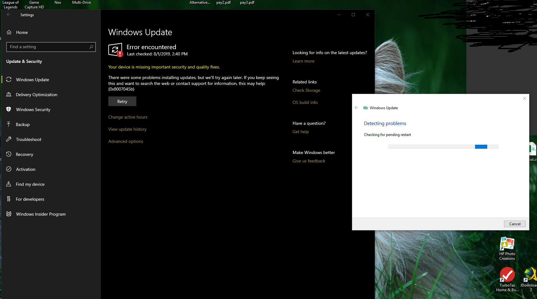 There were some problems installing updates 0x8007045b Windows Update Error b0cf50c7-485a-4b30-b1f9-e51c3b873492?upload=true.png